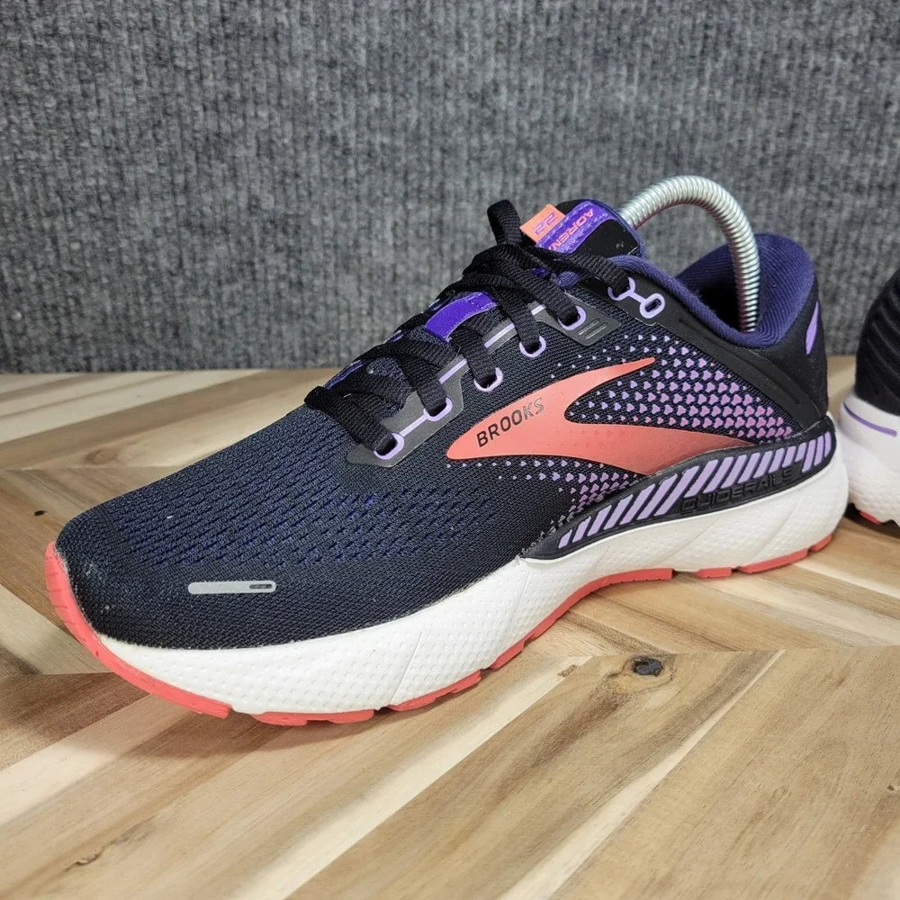 Brooks Adrenaline GTS 22 Shoes Women's 9.5 B‎ Black Purple Pink Running Sneakers